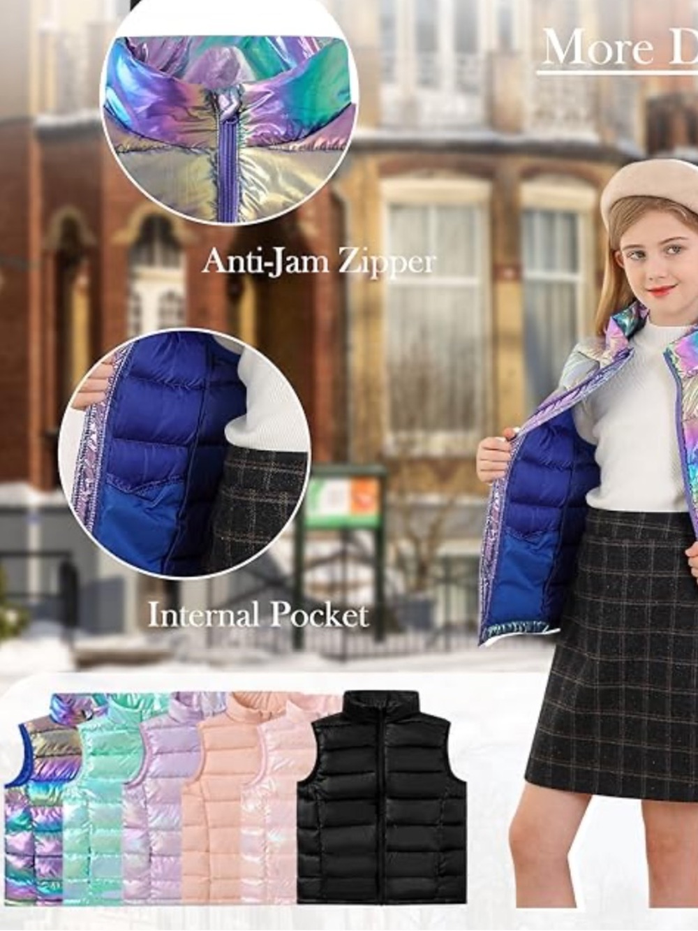Cutemile Kids Puffer Vest Teal Iridescent Size Medium/7 - 8 Years - Brand New - Picture 11 of 12